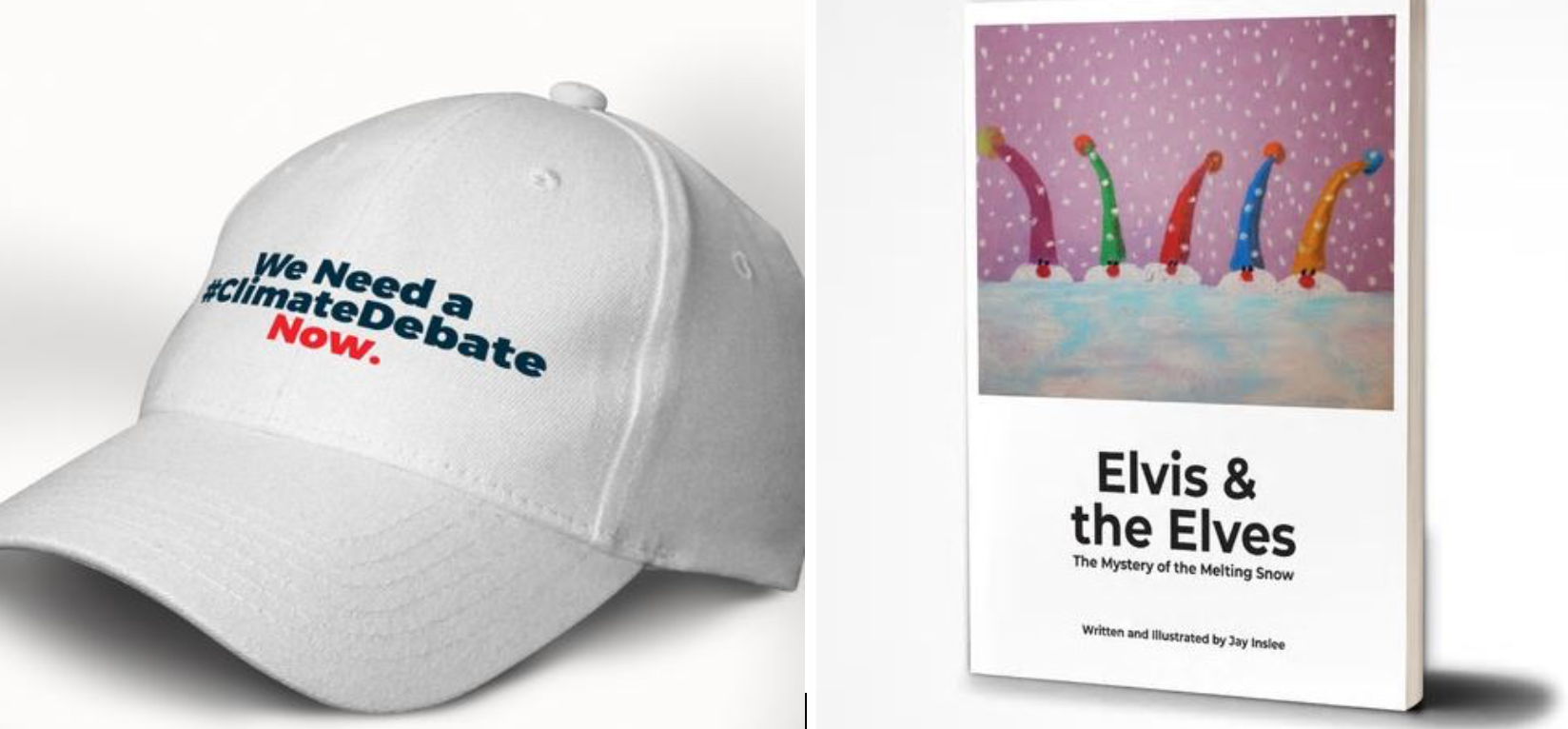 Jay Inslee hat and elf book